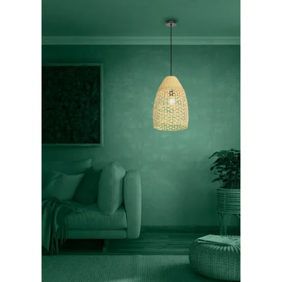 Eglo Sambucona barna-fekete függesztett lámpa (EG-390237) E27 1 izzós IP20