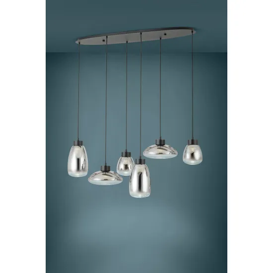 Eglo Sarnarra szürke-fekete LED függesztett lámpa (EG-390301) LED 6 izzós IP20