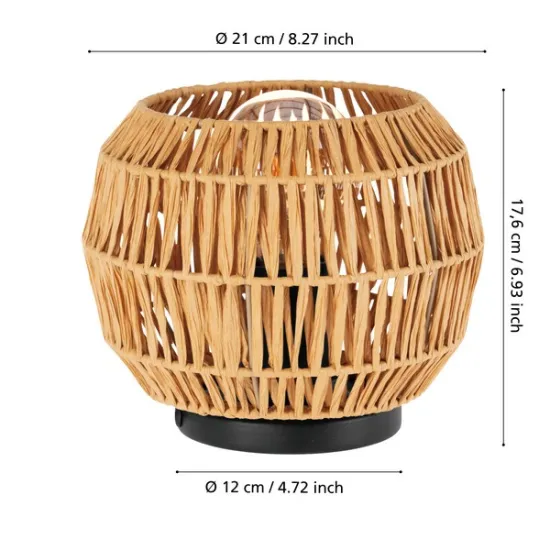 Eglo Sheldon fekete-natúr asztali lámpa (EG-44145) E27 1 izzós IP20