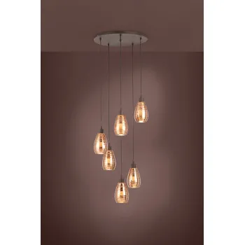 Eglo Siracusa barna-réz függesztett lámpa (EG-39508) E27 6 izzós IP20