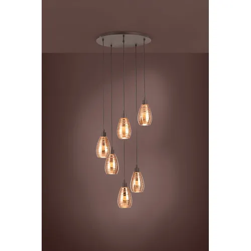 Eglo Siracusa barna-réz függesztett lámpa (EG-39508) E27 6 izzós IP20