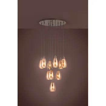 Eglo Siracusa barna-réz függesztett lámpa (EG-39509) E27 10 izzós IP20