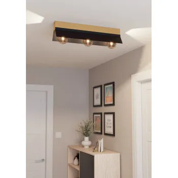 EGLO TARRAFO fekete-barna mennyezeti lámpa (EG-900443) E27 3 izzós IP20