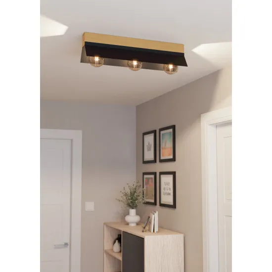 EGLO TARRAFO fekete-barna mennyezeti lámpa (EG-900443) E27 3 izzós IP20