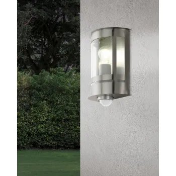 Eglo Tribano króm-átlátszó mozgásérzékelős kültéri fali lámpa (EG-97284) E27 1 izzós IP44