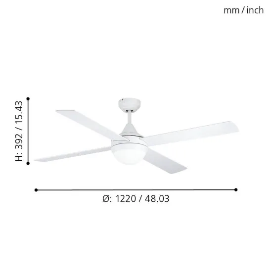 EGLO VARADERO fehér mennyezeti csillár ventilátor (EG-35082) E27 2 izzós IP20