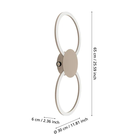 Eglo Venticello 1 homokszínű LED fali/mennyezeti lámpa (EG-902127) LED 2 izzós IP20