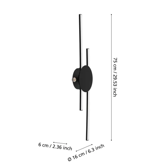 Eglo Venticello fekete LED fali/mennyezeti lámpa (EG-902123) LED 2 izzós IP20