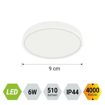 Emithor Lenys fehér vízvédett LED mennyezeti lámpa (EMI-49034) LED 1 izzós IP44