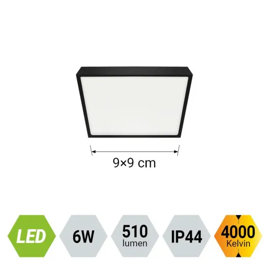 Emithor Lenys fekete-fehér vízvédett LED mennyezeti lámpa (EMI-49046) LED 1 izzós IP44