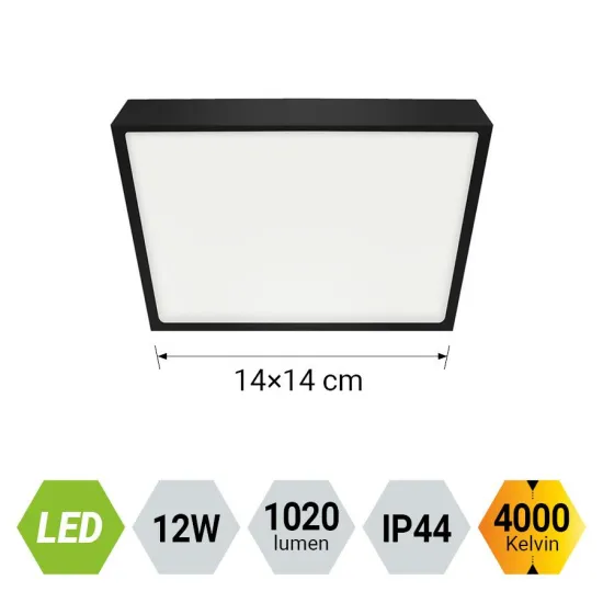 Emithor Lenys fekete-fehér vízvédett LED mennyezeti lámpa (EMI-49047) LED 1 izzós IP44