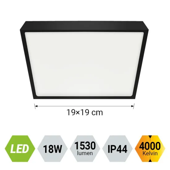 Emithor Lenys fekete-fehér vízvédett LED mennyezeti lámpa (EMI-49048) LED 1 izzós IP44