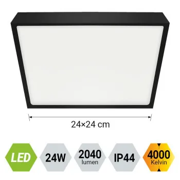 Emithor Lenys fekete-fehér vízvédett LED mennyezeti lámpa (EMI-27206) LED 1 izzós IP44