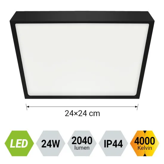 Emithor Lenys fekete-fehér vízvédett LED mennyezeti lámpa (EMI-27206) LED 1 izzós IP44