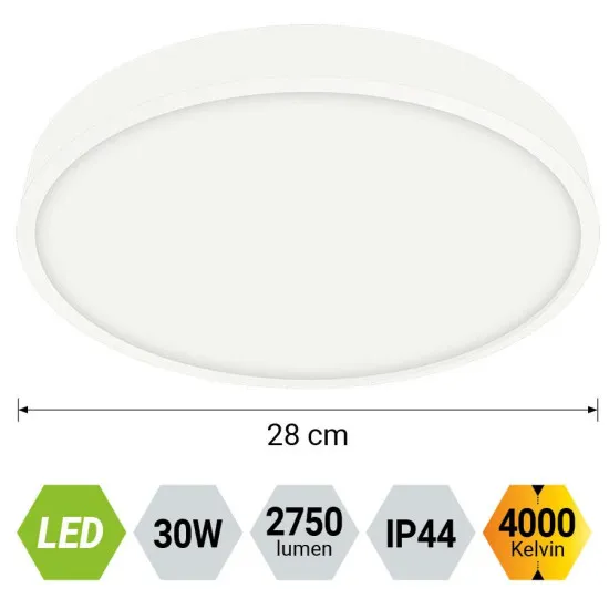 Emithor Lenys fehér vízvédett LED mennyezeti lámpa (EMI-49051) LED 1 izzós IP44