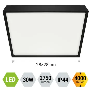 Emithor Lenys fehér-fekete vízvédett LED mennyezeti lámpa (EMI-49055) LED 1 izzós IP44