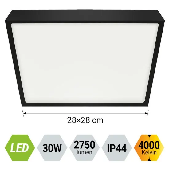 Emithor Lenys fehér-fekete vízvédett LED mennyezeti lámpa (EMI-49055) LED 1 izzós IP44