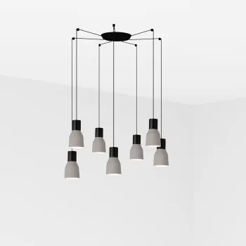 Faro Kombo fekete-szürke függesztett lámpa (FAR-68591-7L) E27 7 izzós IP20