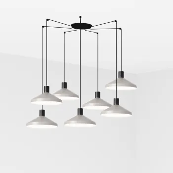 Faro Kombo fekete-szürke függesztett lámpa (FAR-68595-7L) E27 7 izzós IP20
