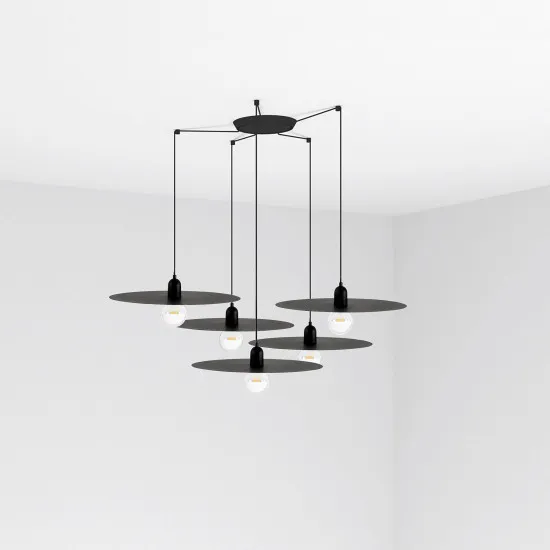 Faro Plat fekete függesztett lámpa (FAR-68145-5L) E27 5 izzós IP20