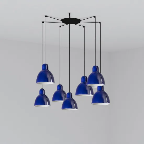 Faro Venice 200 fekete-kék függesztett lámpa (FAR-64255-128-7L) E27 7 izzós IP20