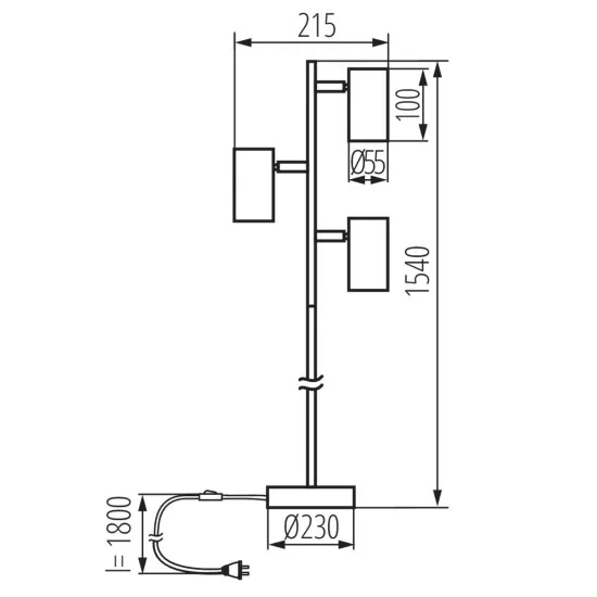 Kanlux Evalo FL fehér állólámpa (KAN-35787) GU10 3 izzós IP20