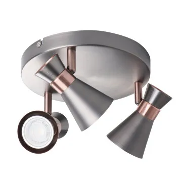 Kanlux Mileno ezüst-réz mennyezeti spotlámpa (KAN-29113) GU10 3 izzós IP20