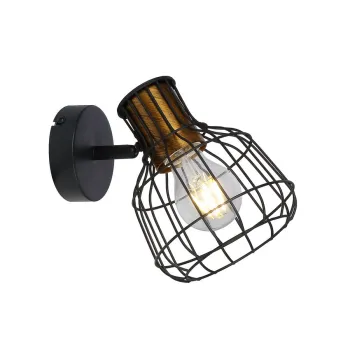 Klausen Grimy AP1 fekete-sárgaréz fali lámpa (KL161010) E27 1 izzós IP20