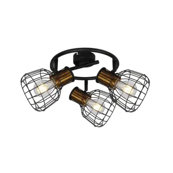 Klausen Grimy PL3 fekete-sárgaréz mennyezeti lámpa (KL163009) E27 3 izzós IP20