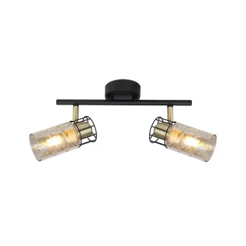 Klausen Ideal AP2 fekete-sárgaréz mennyezeti lámpa (KL162000) E14 2 izzós IP20