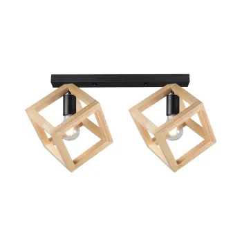 Klausen Rhombus PL2 fekete-natúr mennyezeti lámpa (KL100051) E27 2 izzós IP20