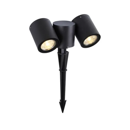 Klausen Riad 2S fekete kültéri leszúrható lámpa (KL139002) GU10 2 izzós IP54