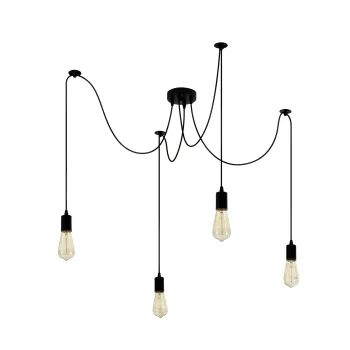 Klausen Rope SP4 fekete függesztett lámpa (KL114004) E27 4 izzós IP20