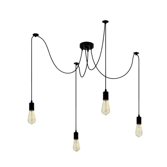 Klausen Rope SP4 fekete függesztett lámpa (KL114004) E27 4 izzós IP20