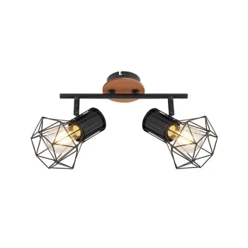 Klausen Skull AP2 fekete-barna mennyezeti lámpa (KL162018) E27 2 izzós IP20