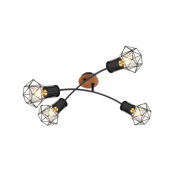 Klausen Skull PL4 fekete-barna mennyezeti lámpa (KL164006) E27 4 izzós IP20