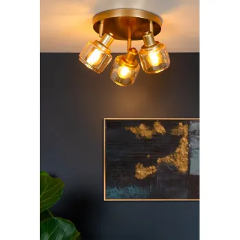 Lucide Bjorn arany-átlátszó mennyezeti spotlámpa (LUC-77979/13/02) E14 3 izzós IP20