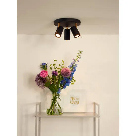 Lucide Grony fekete-sárgaréz mennyezeti spotlámpa (LUC-17998/15/30) GU10 (ES111) 3 izzós IP20
