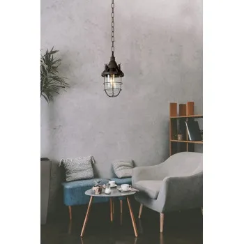 Lucide Honore rozsdabarna-átlátszó függesztett lámpa (LUC-45354/01/97) E27 1 izzós IP20