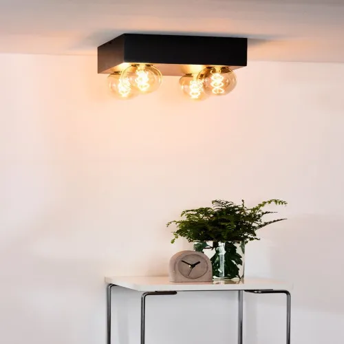 Lucide Surtus fekete-átlátszó mennyezeti lámpa (LUC-30174/04/30) E27 4 izzós IP20