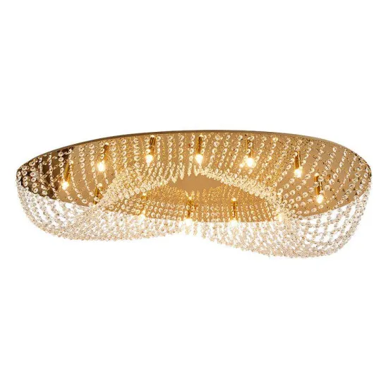 Luxera Elipthon arany-átlátszó kristály mennyezeti lámpa (LUX-62442) G9 12 izzós IP20