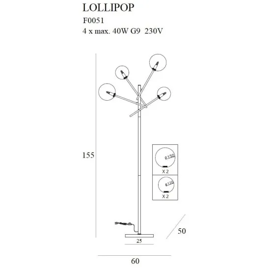 Maxlight Lollipop fekete-fehér állólámpa (MAX-F0051) G9 4 izzós IP20 Maxlight Lollipop fekete-fehér állólámpa (MAX-F0051) G9 4 izzós IP20