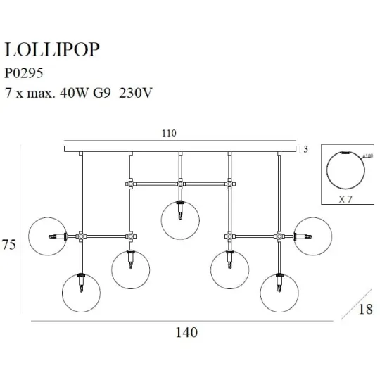 Maxlight Lollipop bronz-átlátszó függesztett lámpa (MAX-P0295) G9 7 izzós IP20 Maxlight Lollipop bronz-átlátszó függesztett lámpa (MAX-P0295) G9 7 izzós IP20