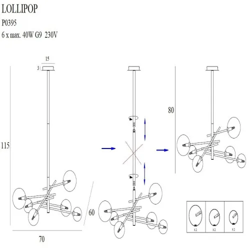 Maxlight Lollipop fekete-fehér függesztett lámpa (MAX-P0395) G9 6 izzós IP20