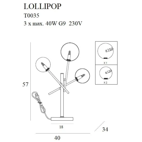 Maxlight Lollipop bronz-fehér asztali lámpa (MAX-T0035) G9 3 izzós IP20 Maxlight Lollipop bronz-fehér asztali lámpa (MAX-T0035) G9 3 izzós IP20