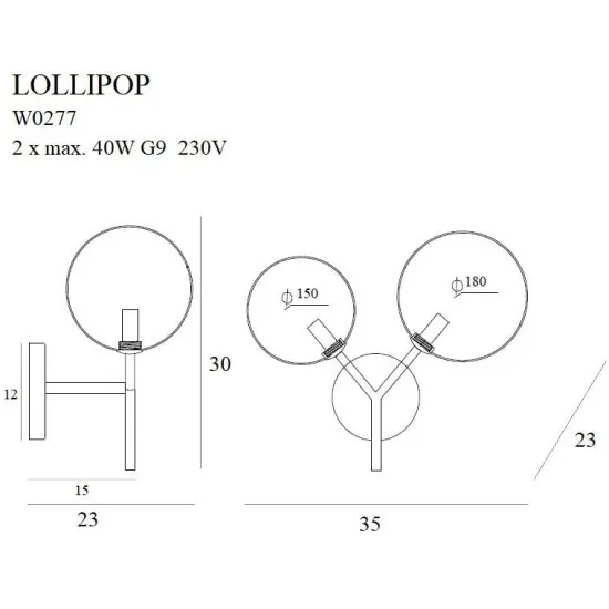 Maxlight Lollipop fekete-fehér falikar (MAX-W0277) G9 2 izzós IP20 Maxlight Lollipop fekete-fehér falikar (MAX-W0277) G9 2 izzós IP20