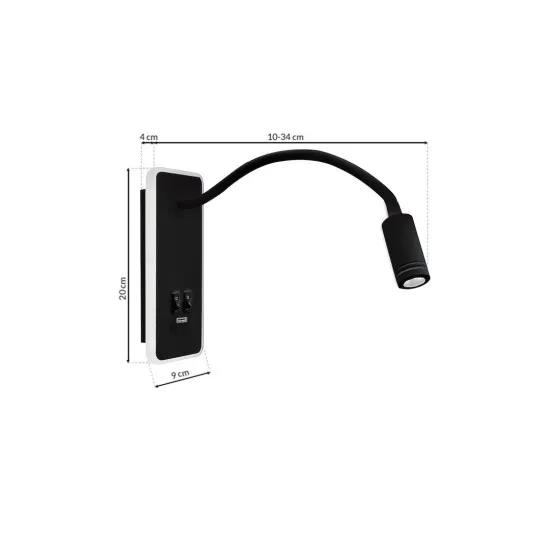 Milagro Base fekete LED fali lámpa  (MIL-ML63500) LED 1 izzós IP20