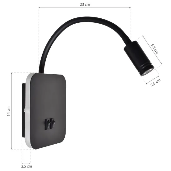 Milagro Base fekete LED fali lámpa  (MIL-ML6352) LED 1 izzós IP20