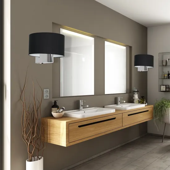 Milagro Casino fekete-króm fali lámpa (MIL-ML6377) E27 2 izzós IP20