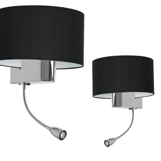 Milagro Casino fekete-króm fali lámpa (MIL-ML6378) E27+LED 1 izzós IP20